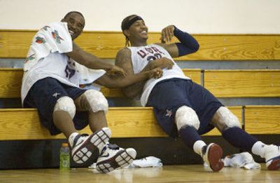 
Kobe Bryant of the Los Angeles Lakers, left, and Carmelo Anthony of the Denver Nuggets share a laugh. Associated Press
 (Associated Press / The Spokesman-Review)