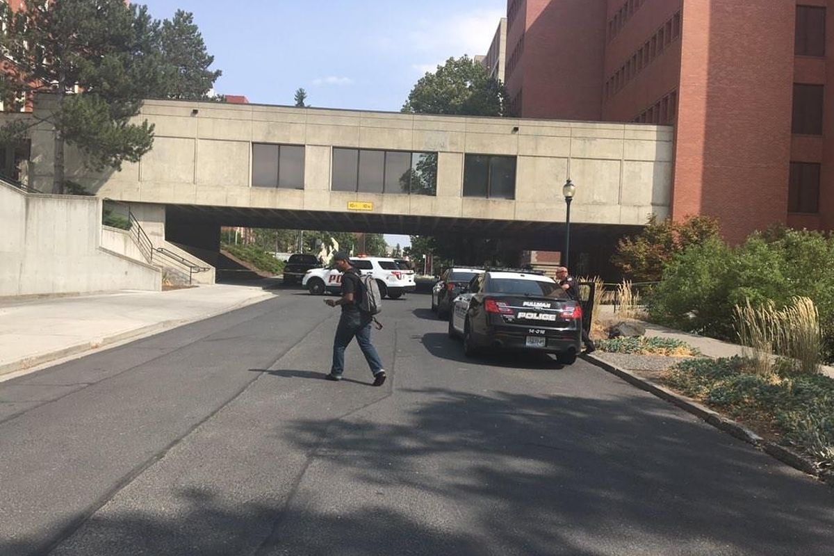 A WSU building was evacuated due to another bomb threat Thursday. (Courtesy of KHQ)