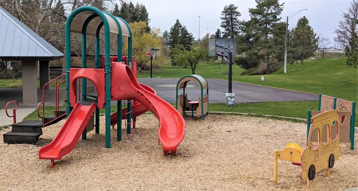 An estimated $500,000 project will renovate the playground and adjacent basketball court at Liberty Park in Spokane.  (Greg Mason / The Spokesman-Review)