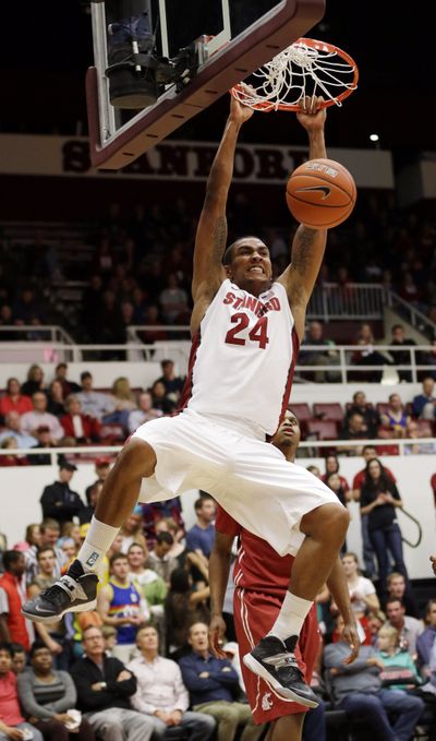 Stanford's Josh Huestis powers for a second-half dunk against Washington State on Wednesday. (Associated Press)