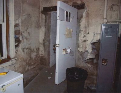 Kyle Lara, 36, was held in this cell at the Garfield County Jail in April 2022. Dispatchers monitoring the cell via surveillance camera served Lara two meals before noticing he had hung himself. Lara was dead 18 hours before his body was discovered.  (Courtesy of Galanda Broadman law firm)