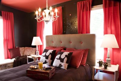 Above: Brian Patrick Flynn suggests checking out estate sales and flea markets for affordable treasures or pieces you can repurpose, or just get inspiration for ways you can refurbish or group pieces you already have. The items pictured above, including the headboard, paint, fabric, bedding, lighting and furniture, came to less than $400, Flynn says.  Top left: Mallory Mathison suggests trying new lampshades on old lamps to change the look and feel.  Middle left, bottom left: Janine Carendi suggests painting the molding in your room a bold or contrasting color. Or use painters’ tape to mark off a few stripes and paint them a color that stands out. If you’re worried about the stripes being imperfect, she has a solution: Rather than doing colored stripes, paint a few clear, shiny stripes on the walls with polyurethane. Your walls will remain a solid color, but the look will alternate between matte and shiny. Associated Press photos (Associated Press photos / The Spokesman-Review)