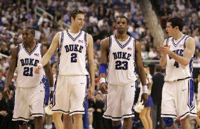 In a 'Calcutta' auction, Duke is a blue-chip stock.
(Associated Press / The Spokesman-Review)