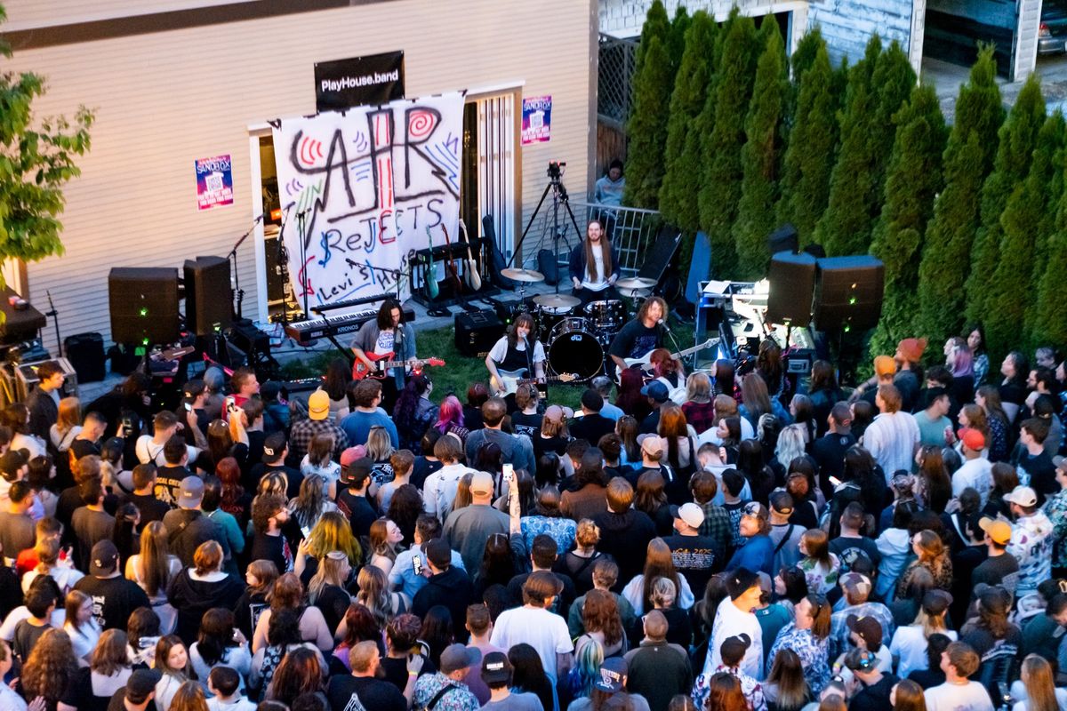 Tomboy recently performing at the All-American Rejects surprise backyard pop-up show. The opening performance has been a game changer for the local pop punk band.  (Courtesy)