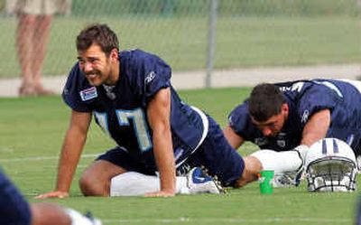 
Jake Roberts' enthusiasm is evident as he warms up during an afternoon practice at the Tennessee Titans' training camp in Nashville this week. 
 (Photo by John Russell / The Spokesman-Review)