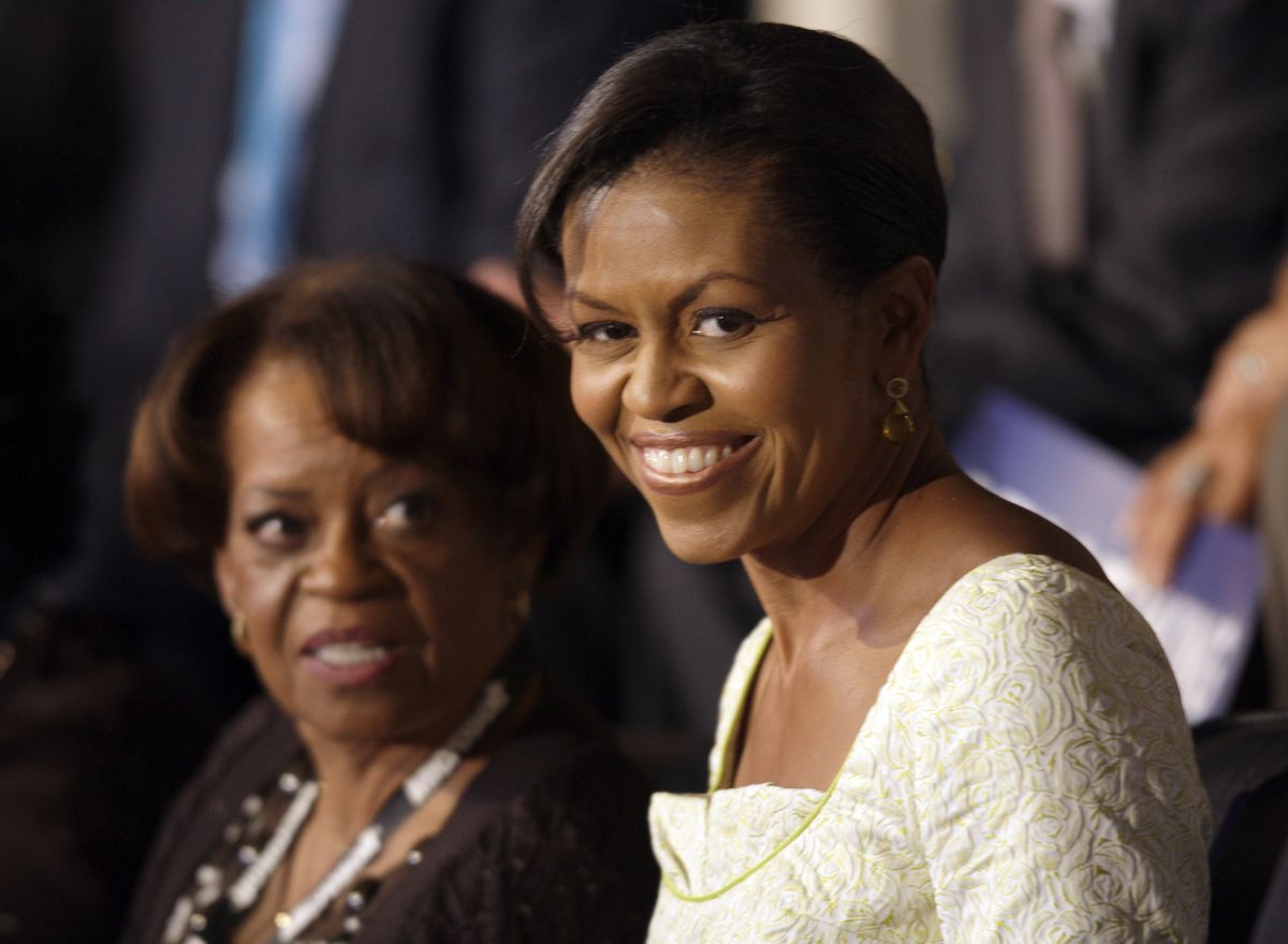 Michelle Obama, right, stands beside her mother, Marian Robinson, at the Democratic National Convention in Denver. Associated Press file photos (Associated Press file photos / The Spokesman-Review)