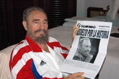 
This is one of four photographs published Sunday by Cuba's Communist Youth newspaper's online edition Juventud Rebelde,  purportedly the first of Fidel Castro since his illness two weeks ago. Castro holds a copy of the Saturday  edition of Granma, with the headline 