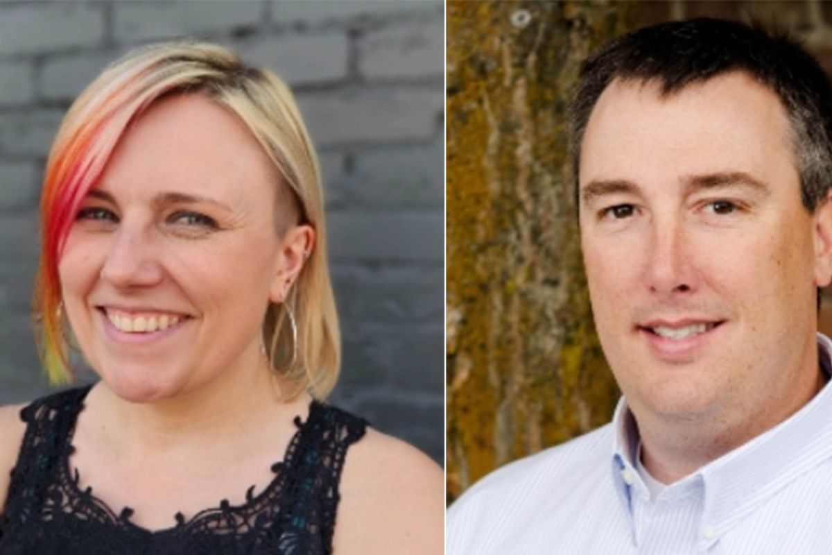 Rebecca Long, left, is challenging Cheney City Councilman Vincent Barthels’ re-election bid in the November 2023 election.  (Courtesy)