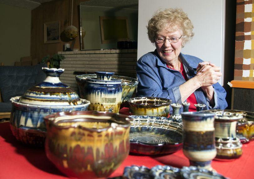 For the last 35 years, Shirley Johnson has been producing distinctive pottery glazed with a mixture that includes some Mount St. Helens ash. (Jesse Tinsley)