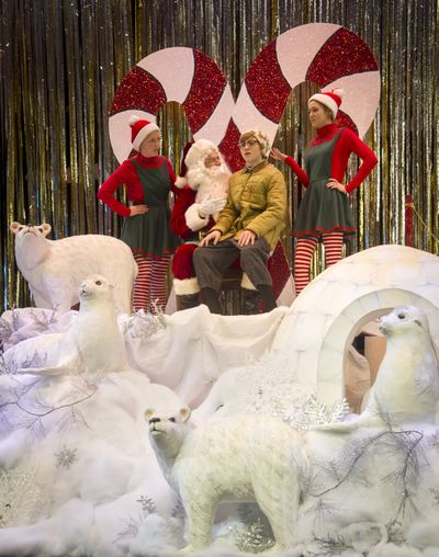 During a dress rehearsal, Central Valley drama students from left, Amber Gimlin, Hank Lorge, Jared Korver and Kennedi Newman perform a scene from “A Christmas Story.” (Colin Mulvany)