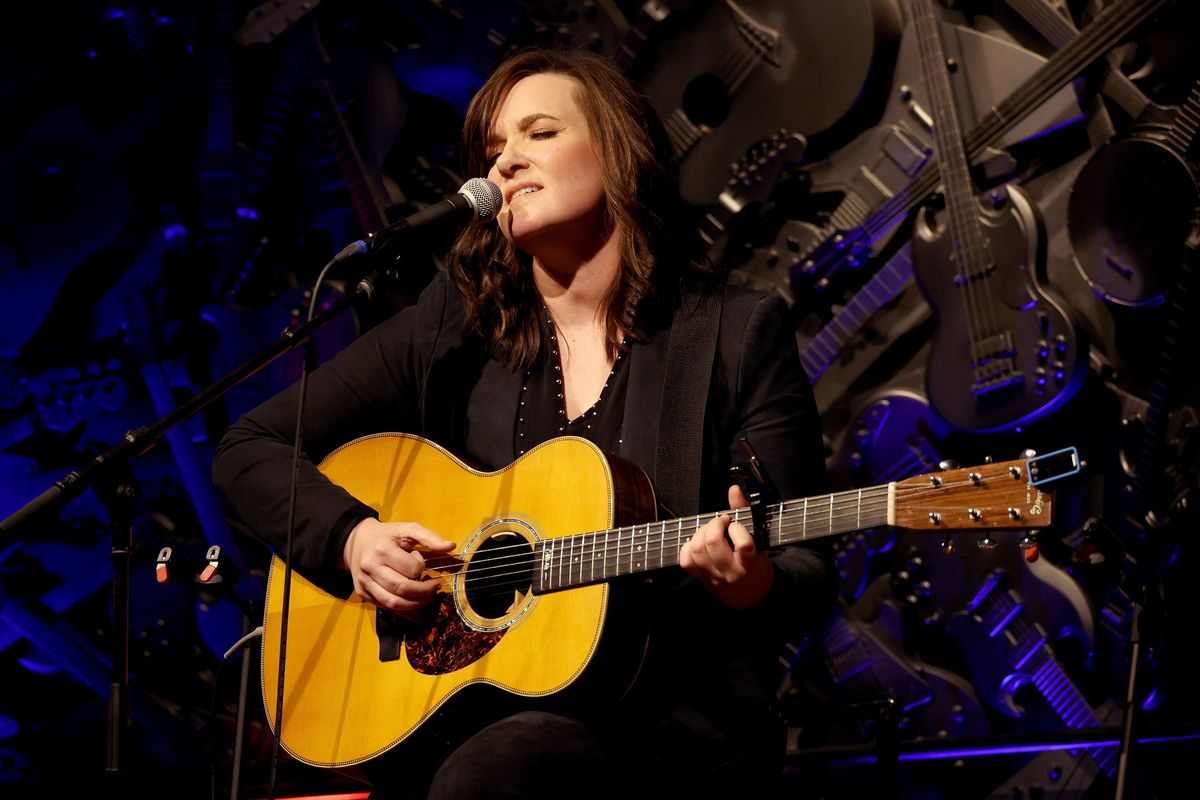 Brandy Clark performs onstage for Save the Music & SongFarm.org’s 2022 hometown to hometown event at Musicians Hall of Fame on April 26, 2022, in Nashville, Tenn.  (Jason Kempin/Getty Images for Save The Music Foundation)