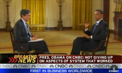 This image made from video released by CNBC shows President Barack Obama getting ready to smack a fly  during an interview with CNBC correspondent John Harwood in the White House on Tuesday. AP photo courtesy of CNBC (AP photo courtesy of CNBC / The Spokesman-Review)