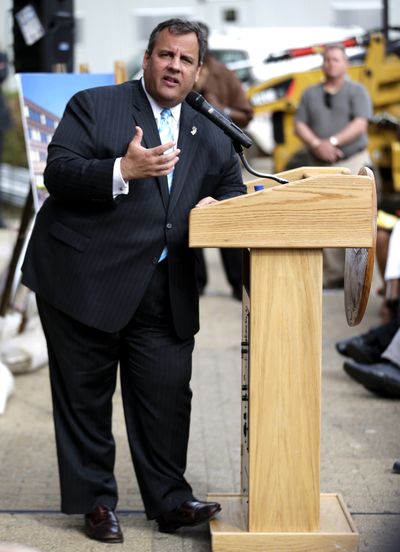 New Jersey Gov. Chris Christie speaks during a ceremony Tuesday in Newark, N.J. (Associated Press)