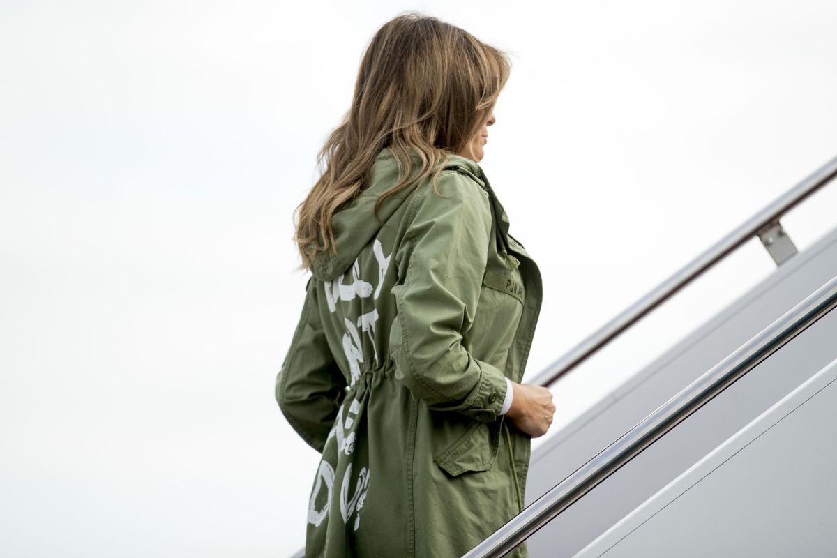 First lady Melania Trump boards a plane at Andrews Air Force Base, Md., Thursday, June 21, 2018, to travel to Texas. (Andrew Harnik / Associated Press)