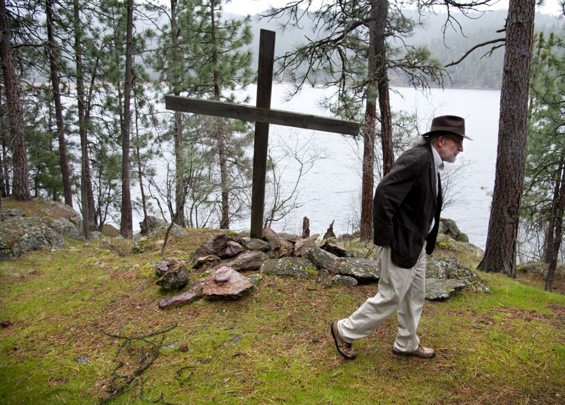 John Loucks, a board member with the Christian Conference Center, walks through a sanctuary overlooking Liberty Lake, near the historic Zephyr Lodge. The property may be put up for sale. (Dan Pelle)