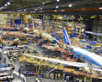 
Boeing Co. assembles its 787 jetliner on this production line at its plant in Everett, Wash. Associated Press
 (Associated Press / The Spokesman-Review)