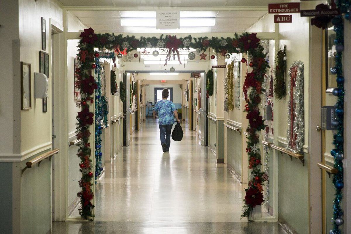 McKay Healthcare & Rehab Center in Soap Lake, Grant County, has many fewer patients as the year ends. A coronavirus outbreak that began in late October has taken the lives of 15 of 31 residents, according to the center’s administrator.  (Amanda Snyder / Seattle Times)