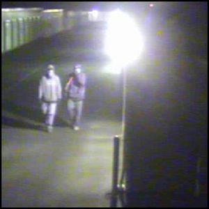 Coeur d'Alene police are asking for help identifying thieves who broke into storage units on North Atlas Road last month.

Employees at Coeur d'Alene Place Self Storage, 5850 N. Atlas Road., reported April 28 that several locks had been cut from storage units throughout the complex, police said today.

Survellance video shows three men in hooded sweatshirts and dark clothing walk through the proprety just before midnight. The men walked around until 4:30 a.m. and appear to cut locks with a bolt cutter on several occassions, according to police.

Employees beleive the thieves cut a chain link fence to acess the building. They discovered several RVs that had been damaged and burglarized.

A surveillence image of two of the thieves was released today.

Anyone with information is asked to call the Coeur d’Alene Police Department at (208) 769-2320.
