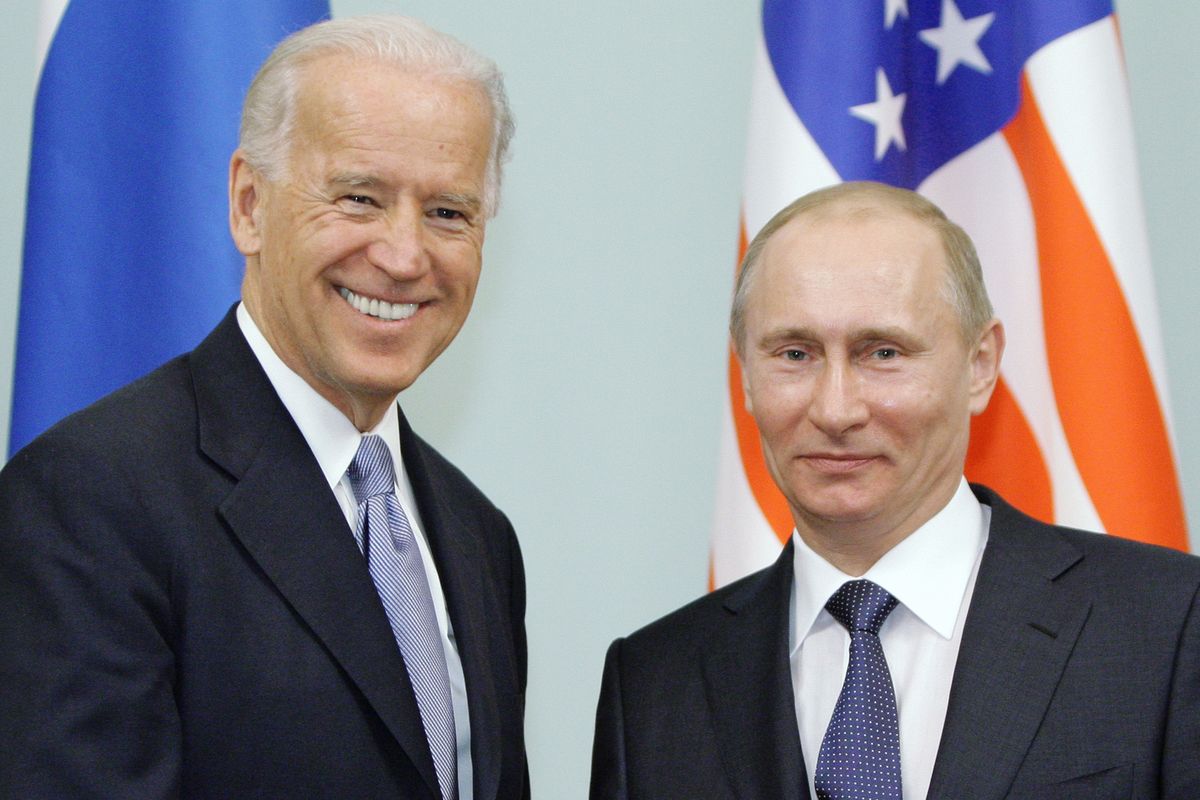 FILE - In this March 10, 2011 file photo, then Vice President Joe Biden, left, shakes hands with Russian Prime Minister Vladimir Putin in Moscow, Russia. President Joe Biden will hold a summit with Vladimir Putin next month in Geneva, a face-to-face meeting between the two leaders that comes amid escalating tensions between the U.S. and Russia in the first months of the Biden administration.  (Alexei Druzhinin)