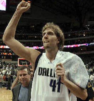 
Dirk Nowitzki and Mavs on verge of finals.
 (Associated Press / The Spokesman-Review)