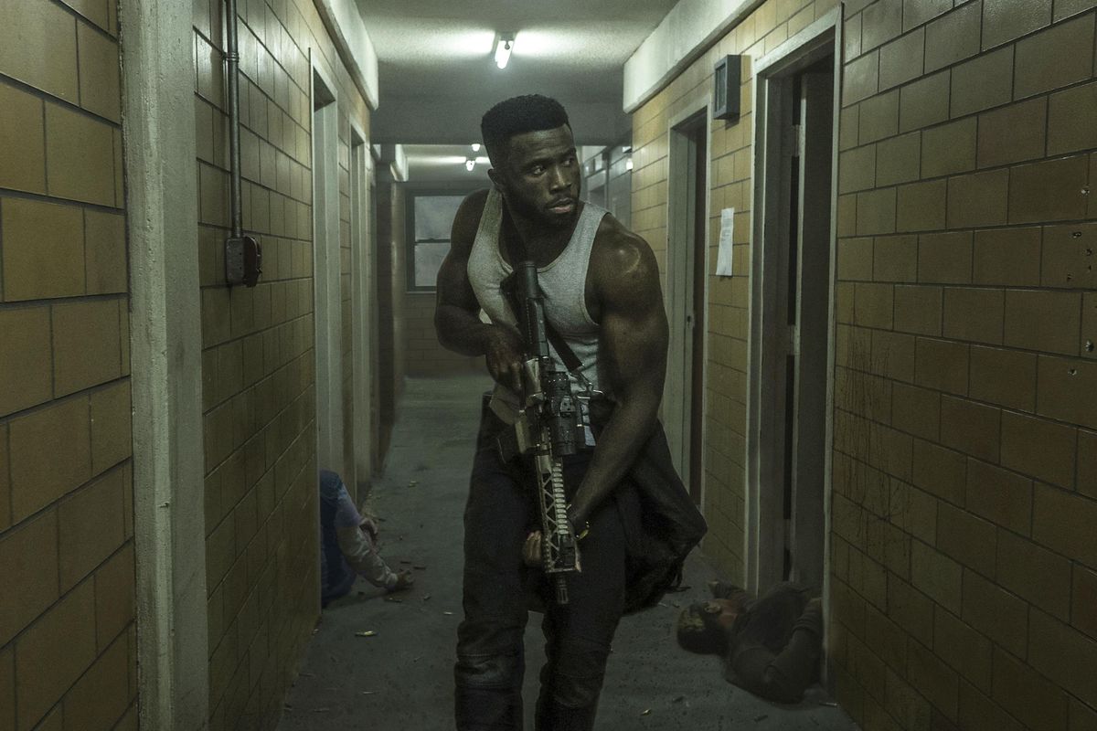 Y’lan Noel in a scene from “The First Purge.” (Annette Brown / Universal Pictures)