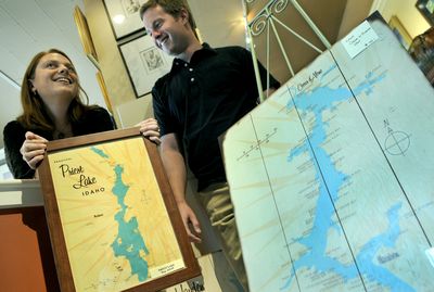 Map makers Mary Skerrett and Chris Pfeiffer have teamed up to create unique maps of several area lakes. (Kathy Plonka / The Spokesman-Review)