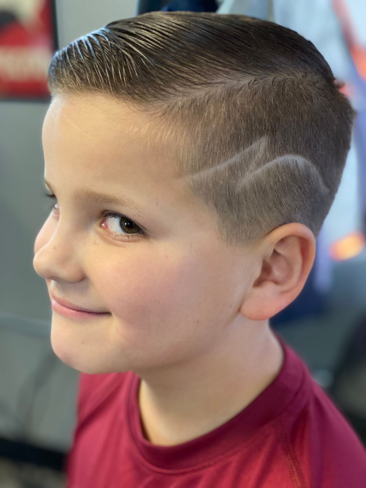 Hyrum Ditto asked that a lightning bolt be part of his most recent haircut.  (Courtesy of Julia Ditto)