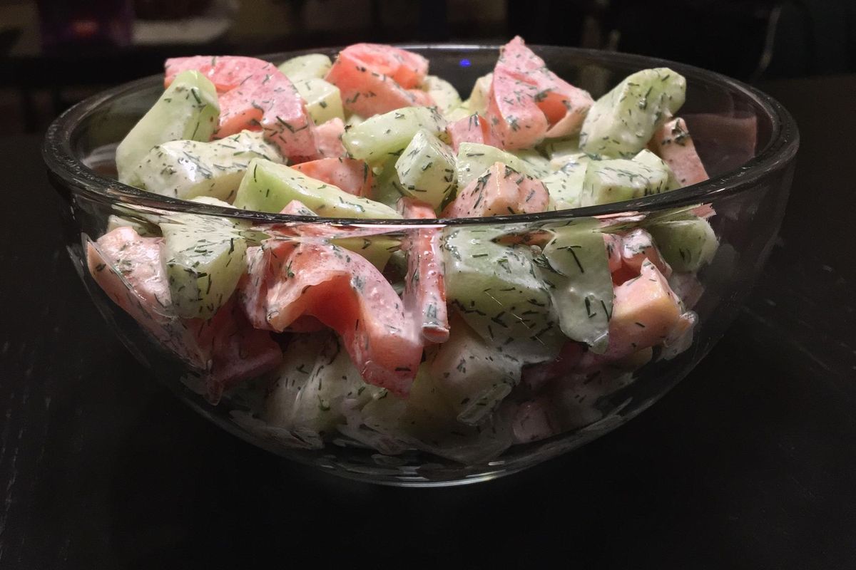 Cucumber-tomato salad was a staple at any barbecue or family event where the paternal and maternal sides of Madison Sand’s family would be together. (Madison Sand)