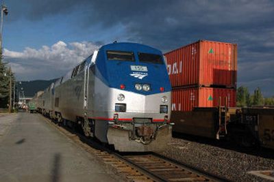 
The Amtrak Empire Builder takes passengers from Seattle to Chicago with stops in Spokane and Sandpoint. The Amtrak locomotives can't be mistaken for any other train as they roll down the tracks. 
 (Photos by Mike Brodwater/Handle Extra / The Spokesman-Review)