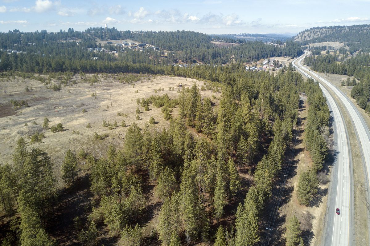 Developer Harley Douglass has applied for a zoning change on 98 acres shown at left on a bluff above U.S. 195 near the Eagle Ridge subdivision south of Spokane.  (Jesse Tinsley/The Spokesman-Review)