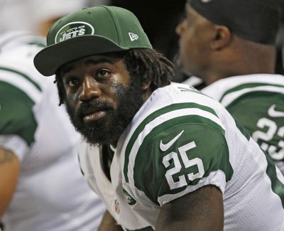 FILE - In this Nov. 18, 2012 file photo, New York Jets running back Joe McKnight (25) during the fourth quarter of an NFL football game against the St. Louis Rams in St. Louis. The trial in a road-rage shooting that left McKnight dead was set to begin with jury selection Tuesday, Jan. 16, 2018, in a New Orleans suburb. McKnight was shot to death by Ronald Gasser in the December 1, 2016, shooting. (Tom Gannam / Associated Press)