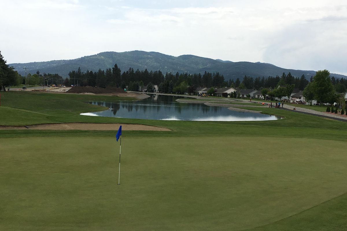 The view from the green on the new No. 14 at Prairie Falls GC. (Jim Meehan / The Spokesman-Review)