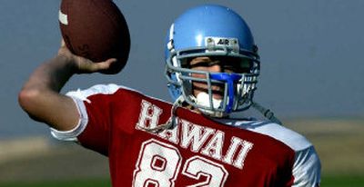 
Former Freeman quarterback Jon Dresback works out in a practice jersey in 2003. Dresback played both defense and offense for Whitworth last year.
 (File/ / The Spokesman-Review)