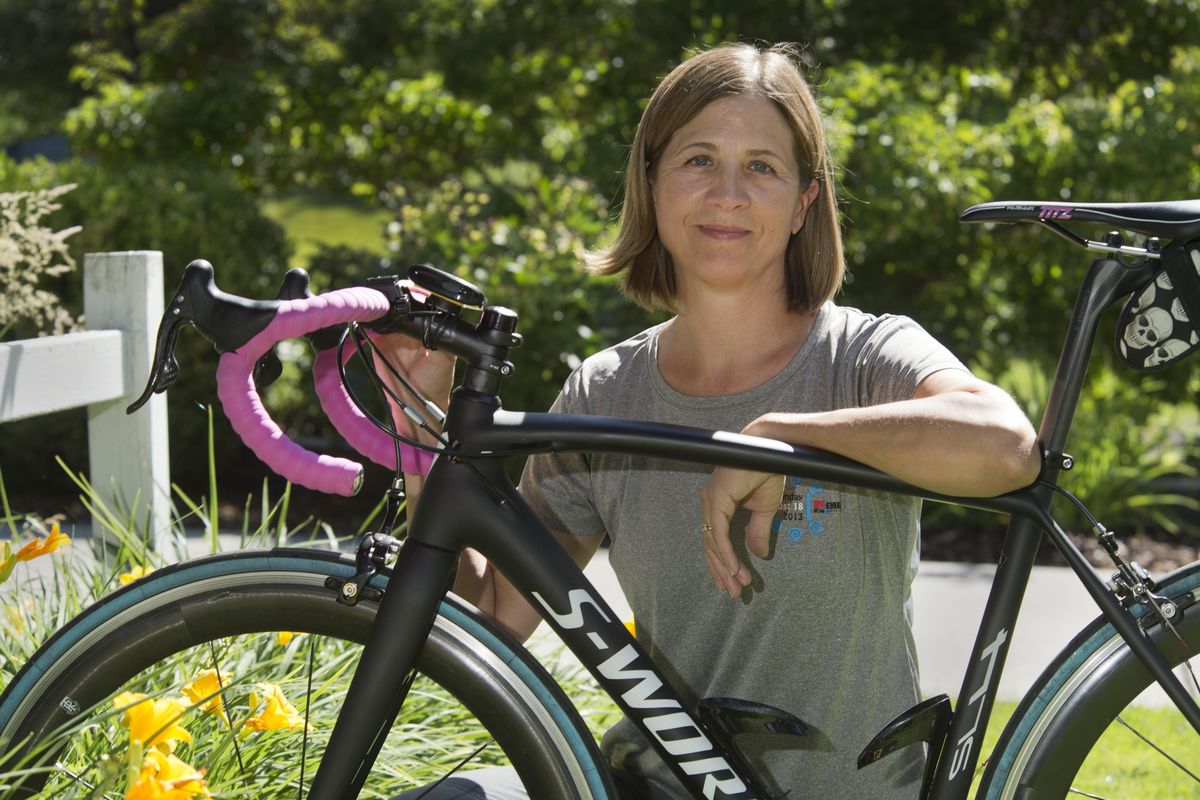 Marla Emde, director of the Valley Girl Triathlon, photographed in 2014, co-created the event in 2003. The triathlon will be staged for the final time on July 21, 2019.
. (Dan Pelle / The Spokesman-Review)