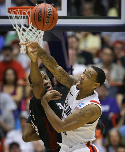 San Diego State will need Malcolm Thomas, right, to come up big against UConn. (Associated Press)