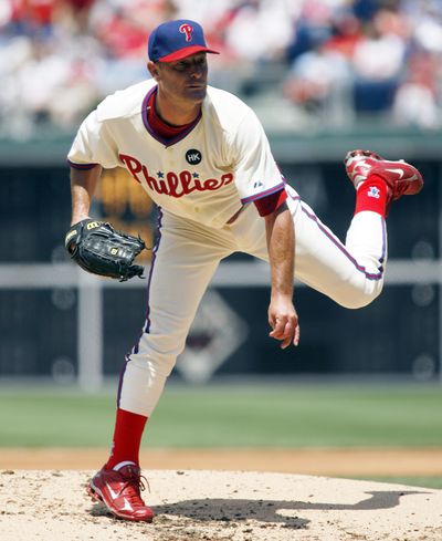 At age 46, Jamie Moyer can still deliver for Philadelphia. (Associated Press / The Spokesman-Review)