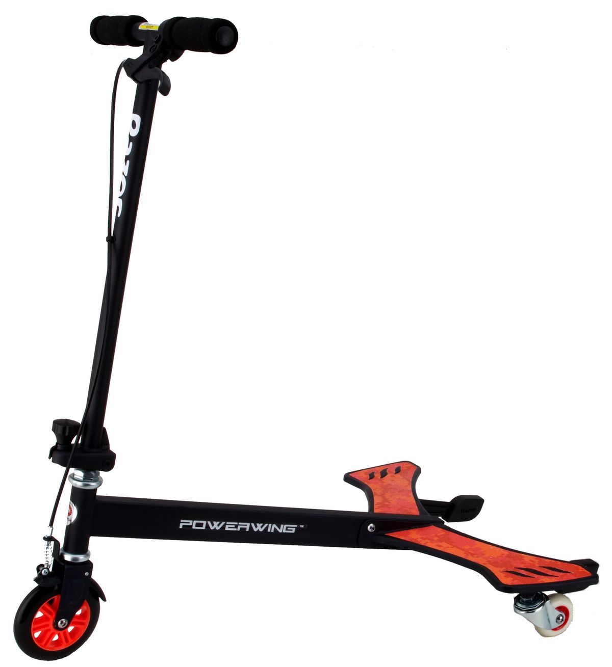 Radical ride: a three-wheeled scooter powered by side-to-side motion. (Razor)