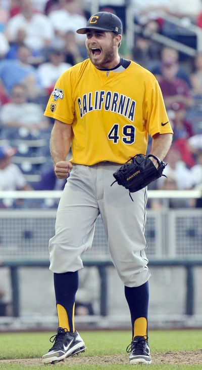 Matt Flemer pitched three scoreless innings to cap California’s 7-3 win over Texas A&M at the College World Series. (Associated Press)