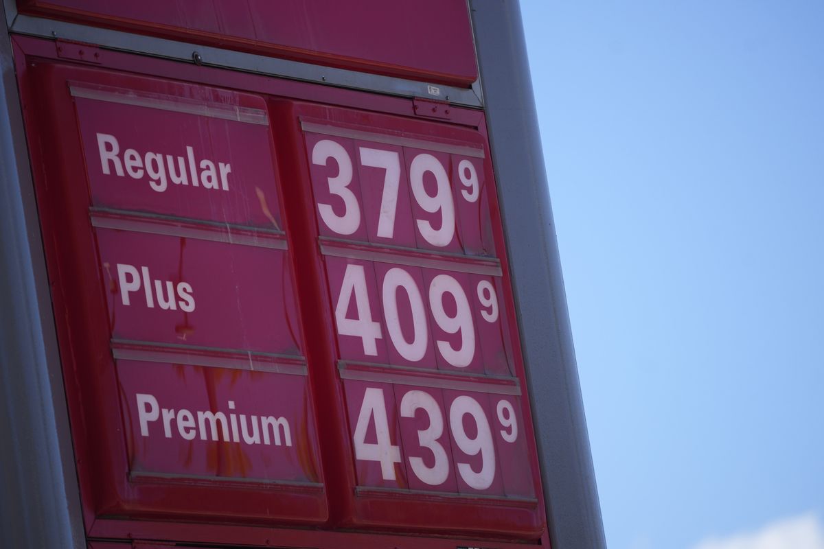 Gas prices are posted on a sign at a Conoco station in southeast Denver on Oct 24.  (Associated Press)