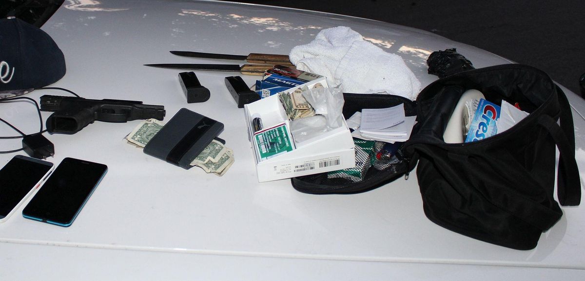 These items were seized after Arturo J. Champine was arrested for breaking into an apartment in the 1800 block E. South Riverton Avenue Tuesday evening. (Courtesy of Spokane Police Department)