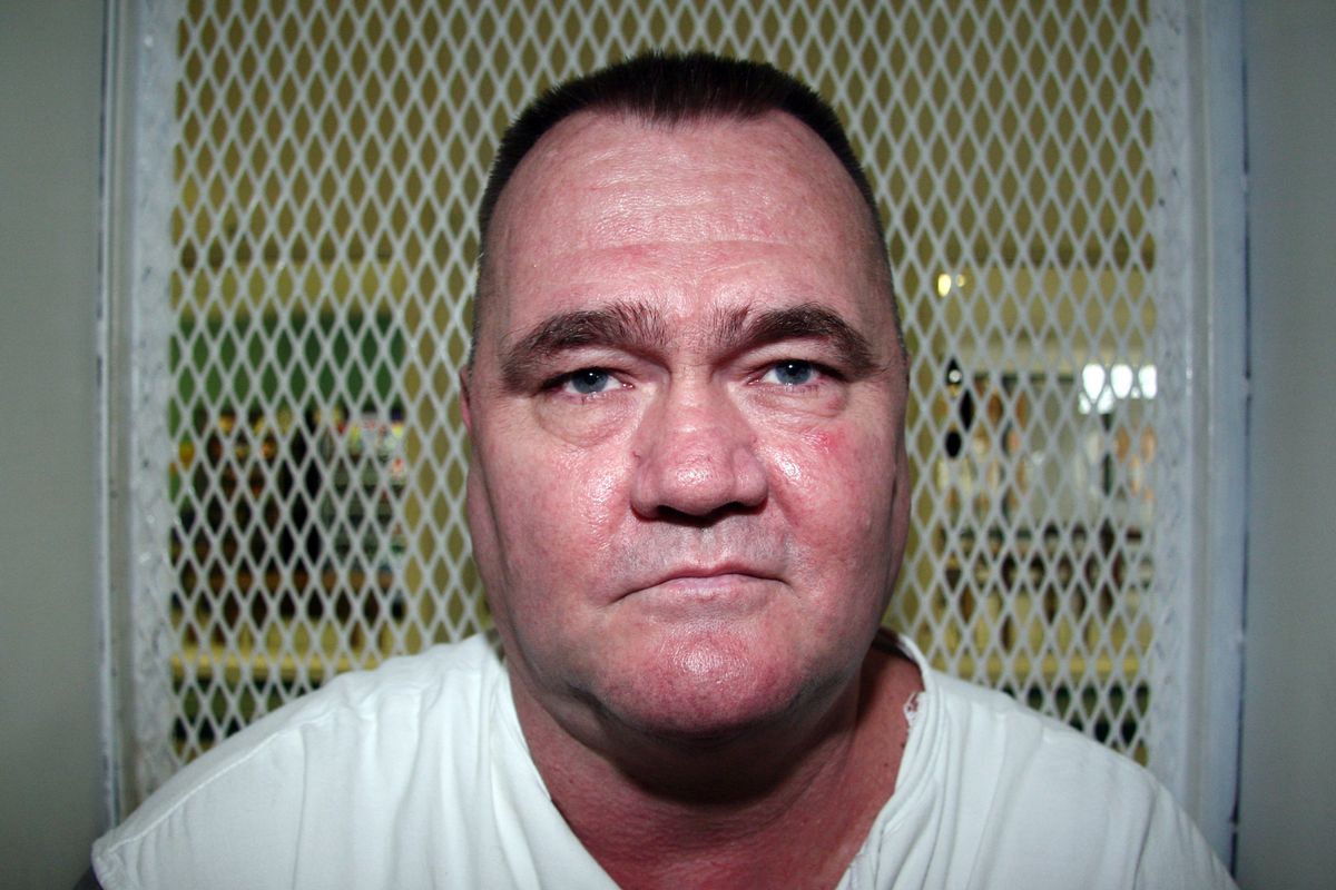 In this Aug. 29, 2012, photo, convicted killer Cleve Foster speaks from a visiting cage at the Texas Department of Criminal Justice Polunsky Unit outside Livingston, Texas.  Foster has received three reprieves from the U.S. Supreme Court, including two last year when he was within hours of execution for the slaying of a 30-year-old woman near Fort Worth in 2000. He is scheduled to die Sept. 25, 2012. (Michael Graczyk / Associated Press)