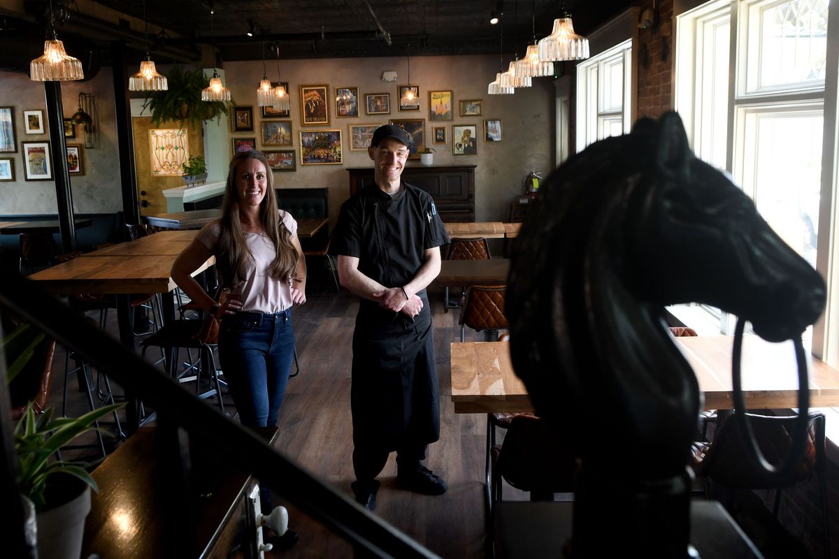 Owner Korri McElfresh and executive chef Logan Maus stand in Vieux Carre NOLA Kitchen’s dining room on May 25.  (Kathy Plonka/The Spokesman-Review)