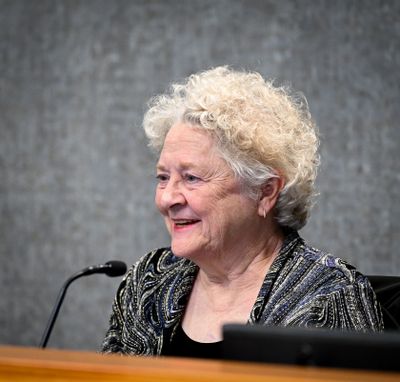 Spokane Valley City Councilwoman Laura Padden responds after she was voted the city’s new mayor at a Tuesday council meeting.  (COLIN MULVANY /THE SPOKESMAN-REVIEW)