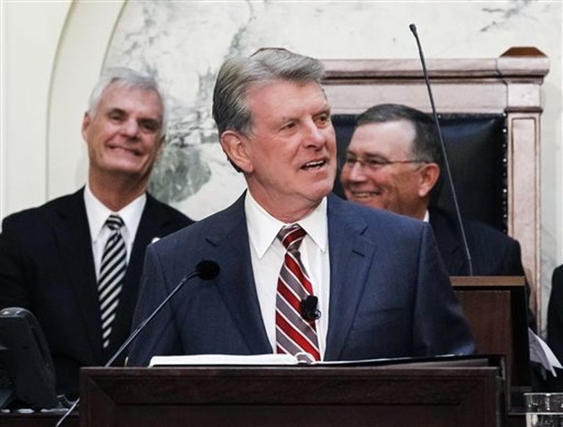 Gov. Butch Otter gives his State of the State address to lawmakers on Monday (AP / Otto Kitsinger)