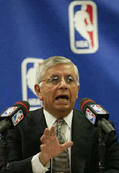 
NBA Commissioner David Stern announces the suspensions Sunday.
 (Associated Press / The Spokesman-Review)