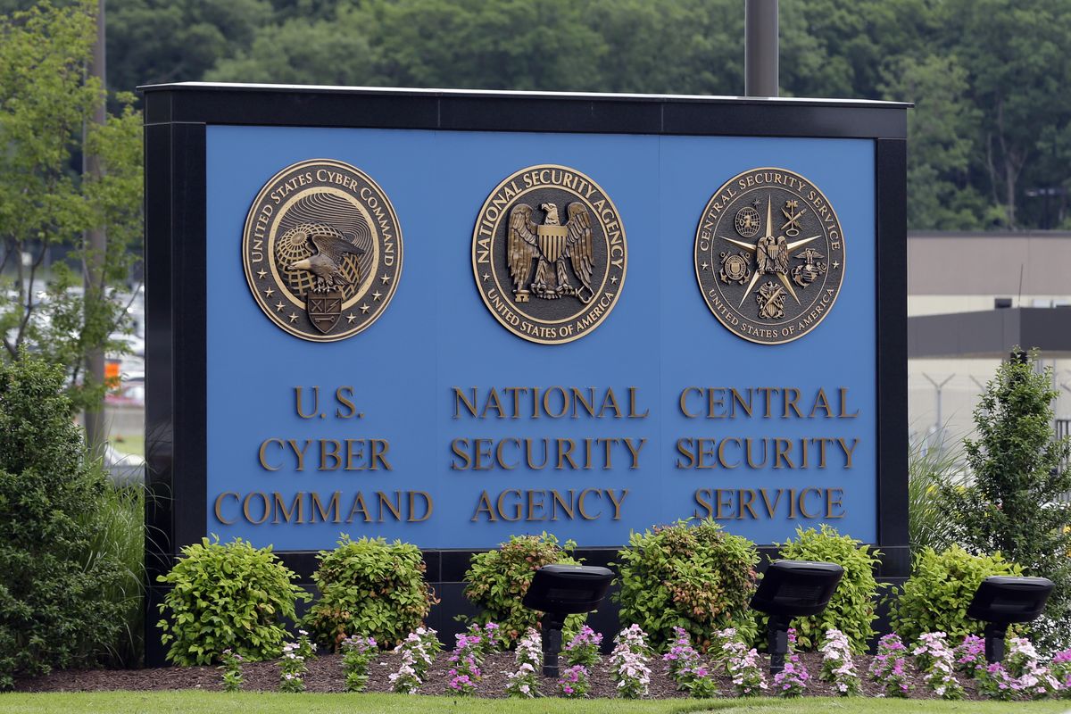 FILE - A sign stands outside the National Security Administration (NSA) campus on in Fort Meade, Md., on June 6, 2013. The national reckoning over racial inequality sparked by George Floyd