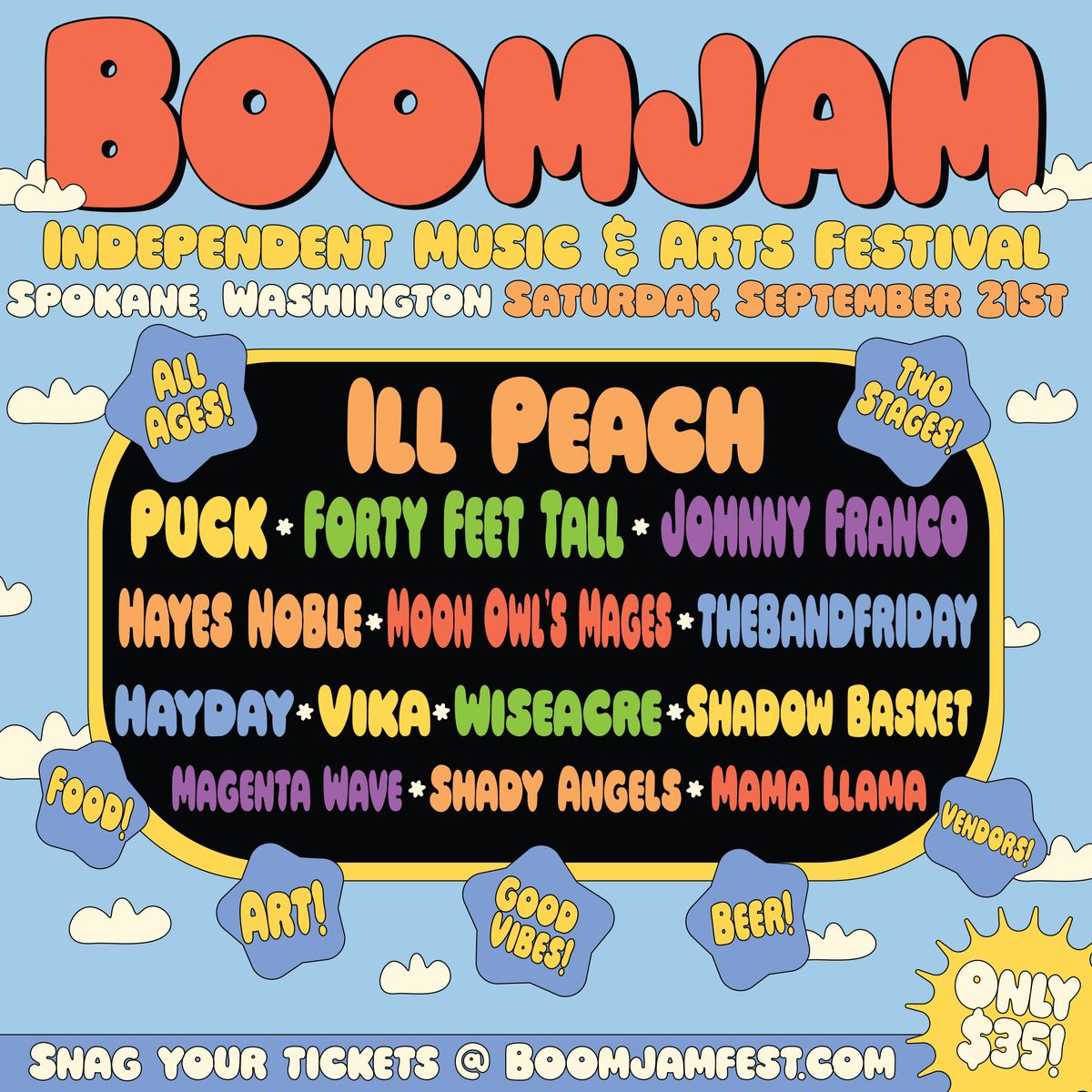 The music lineup for the Boomjam Music Festival running all day Saturday.  (Courtesy)