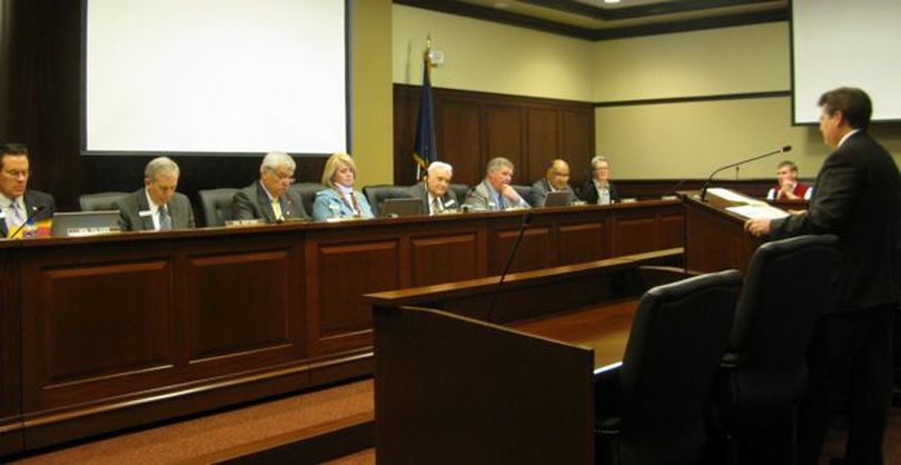 Senate Finance Chairman Dean Cameron, R-Rupert, presents SB 1331 to the Senate Education Committee on Monday. (Betsy Russell)