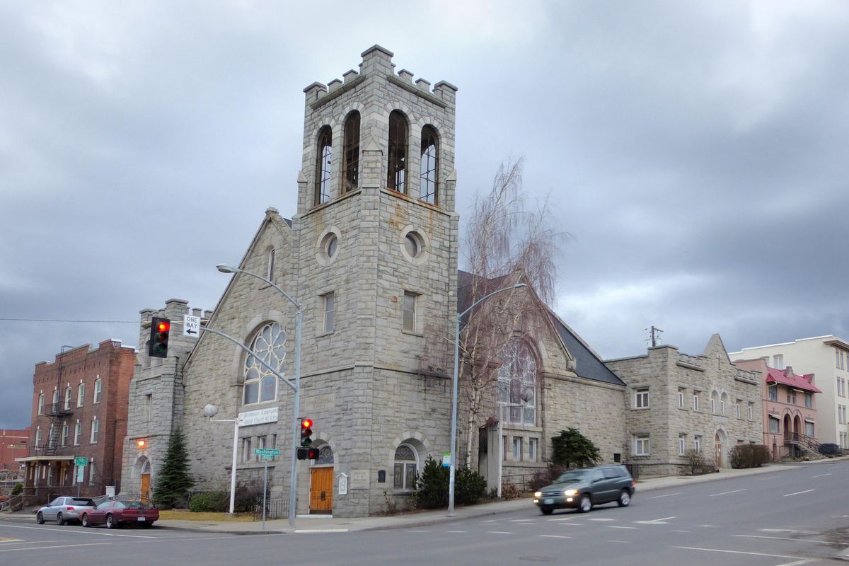 Present day: The Westminster Congregational United Church of Christ sits on the corner of Washington Street and Fourth Avenue and is a melding of diverse denominational roots and architectural flair. (Jesse Tinsley / The Spokesman-Review)