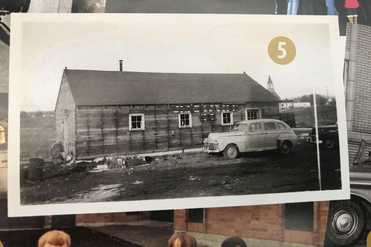 The original Spokane Valley Fire Station 1 shown in a photograph. (Nina Culver / The Spokesman-Review)